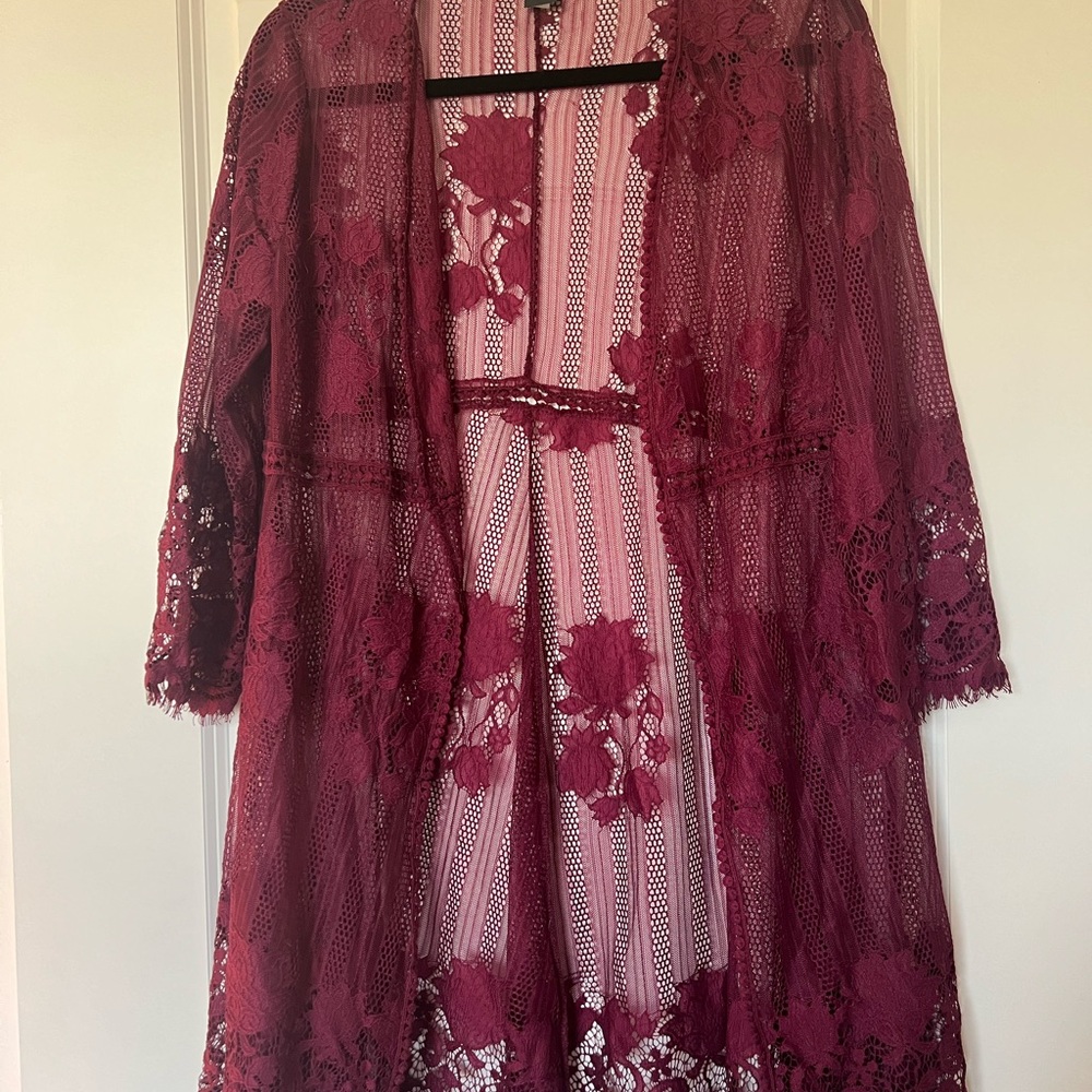 Miss Chievous Deep Red Lace Robe